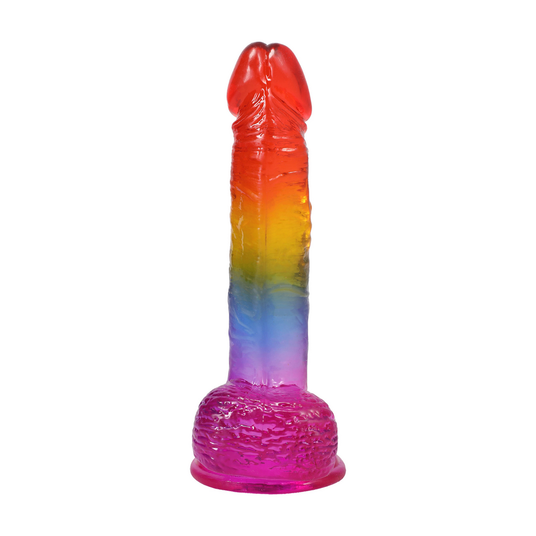 Realistic Cock with Balls - 8.5 / 21,6 cm - Rainbow