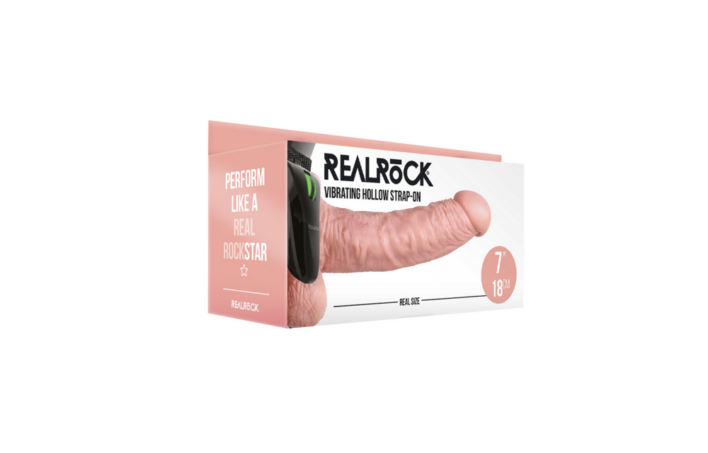 Vibrating Hollow Strap-On 18 cm with Balls | RealRock