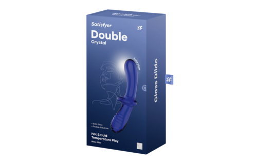 Dubbele Crystal 20 cm - Luxe Lichtblauwe Glazen Dildo Satisfyer