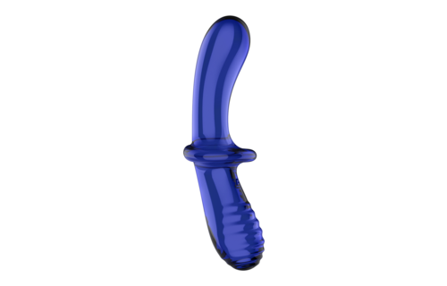 Doppelter Kristall - Glas Dildo - Hellblau