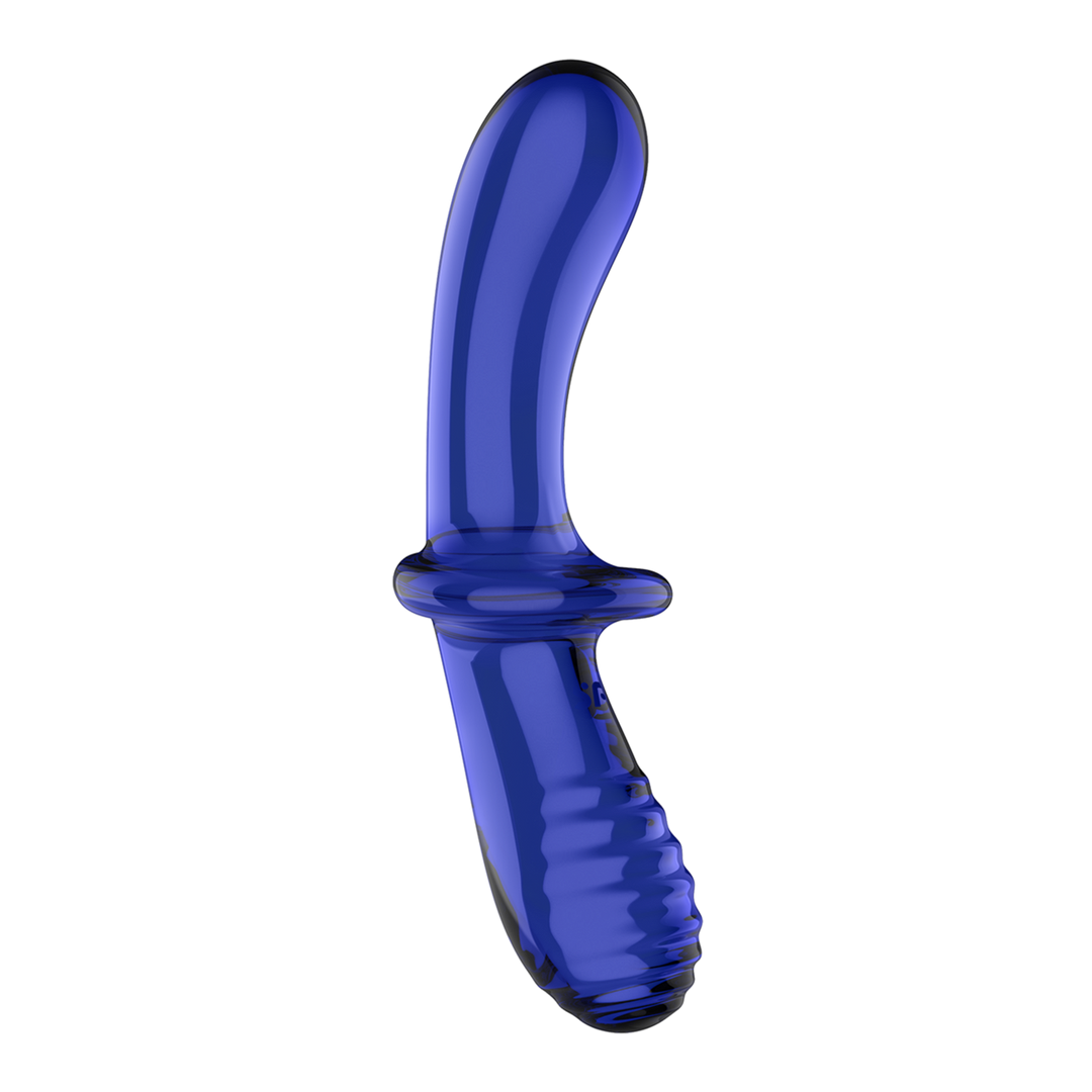 Doppelter Kristall - Glas Dildo - Hellblau
