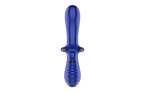 Dubbele Crystal - Glazen Dildo - Lichtblauw