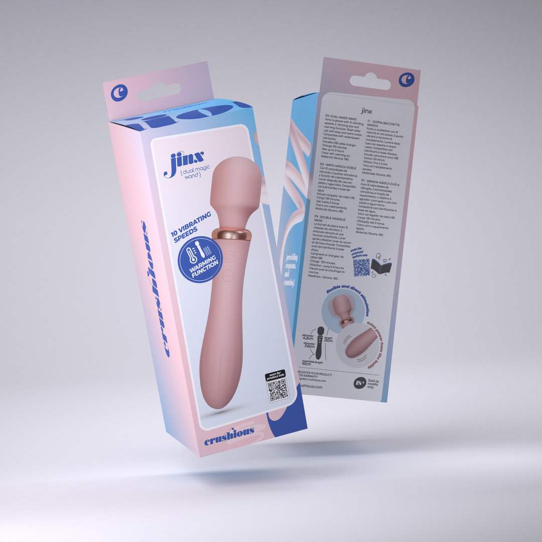 Jinx Double Wand Massager Pink | Heat & 10 Vibrations