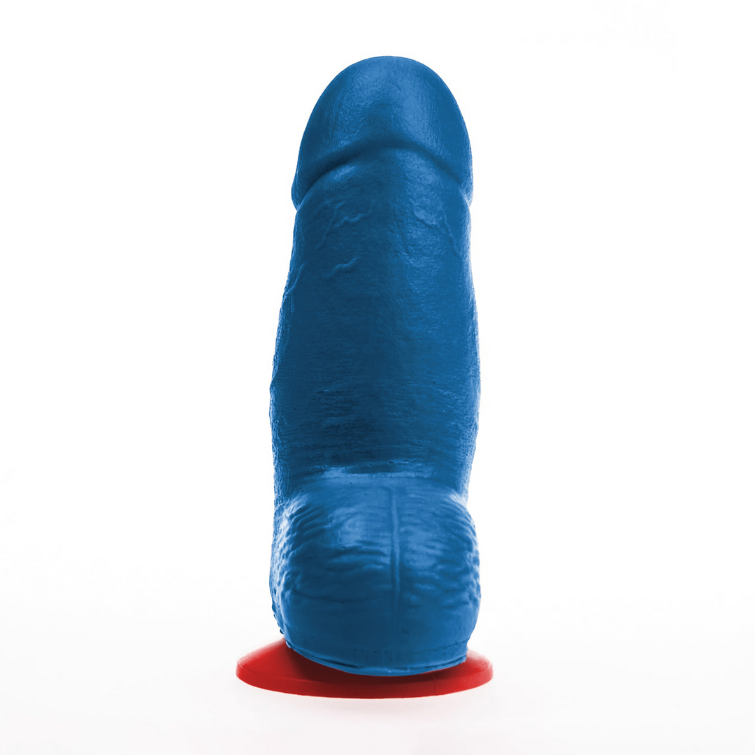 Dagr S - Realistischer dicker Dildo mit Hoden - 4,5 / 11,5 cm - Blau