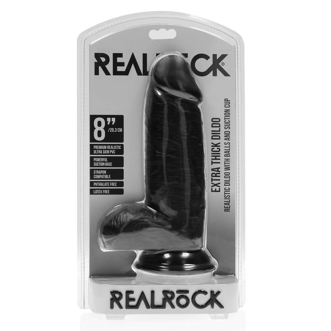 Extra Dick Gerade mit Kugeln 8 / 20,3 cm - Schwarz