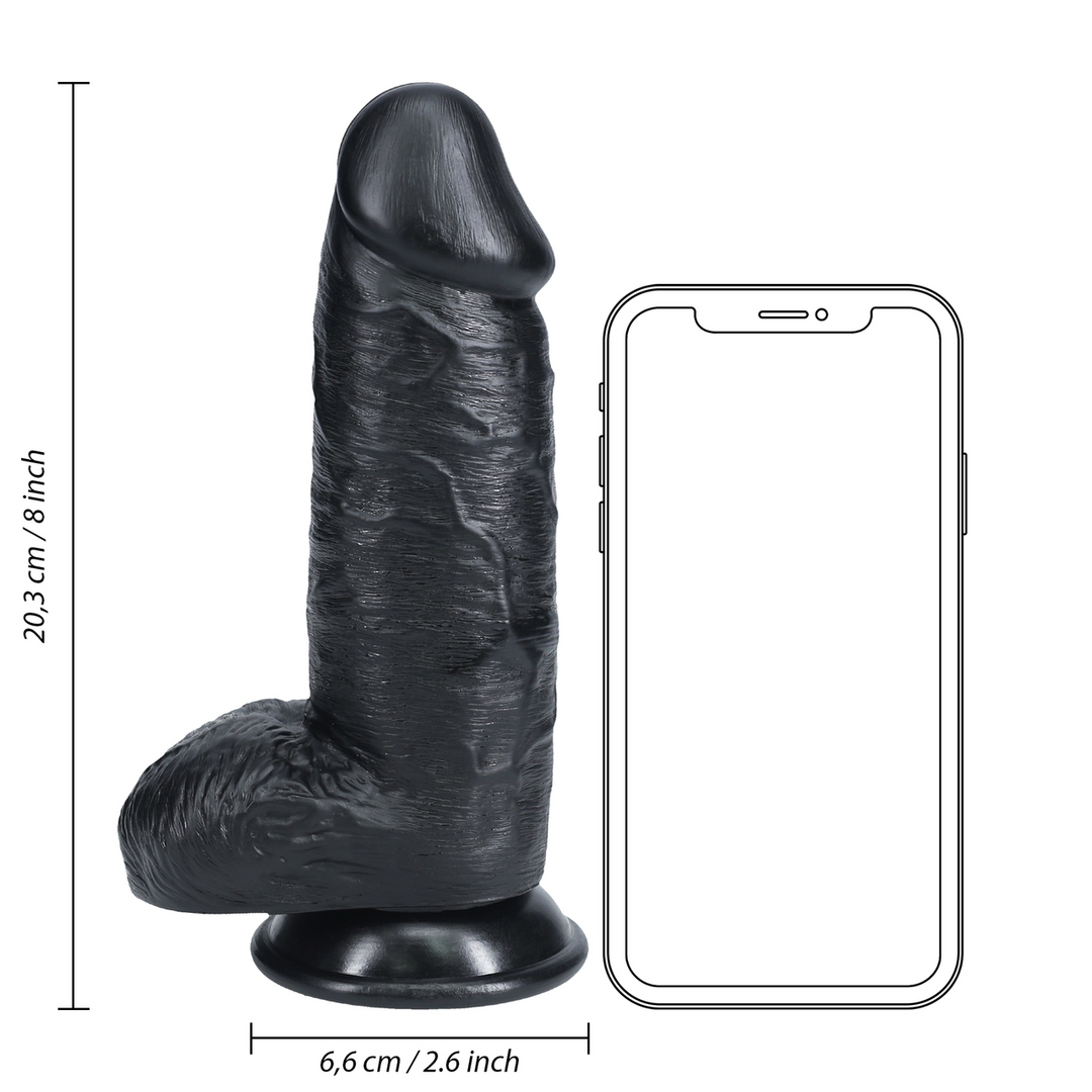 Extra Dik Recht Met Ballen 16,5 cm - RealRock Dildo Zwart