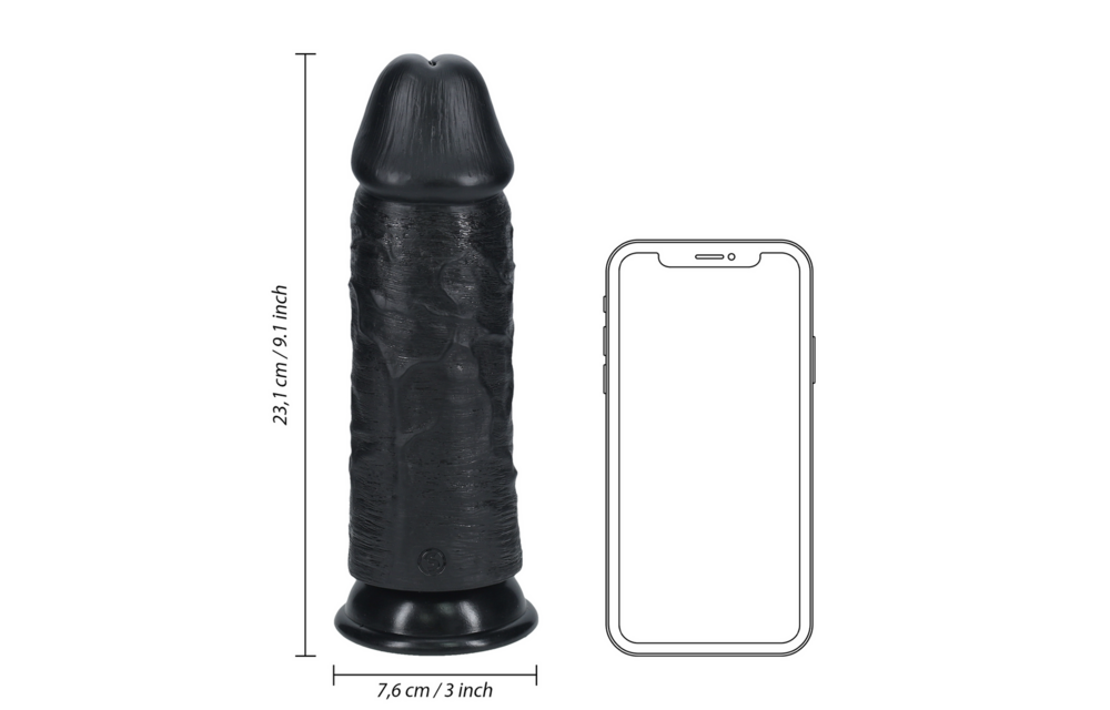 Extra Dik Recht Zonder Ballen 9/23 cm Zwart - RealRock PVC