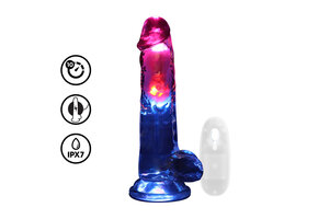LED-vibrierender gerader Penis 22,5 cm transparent – RealRock