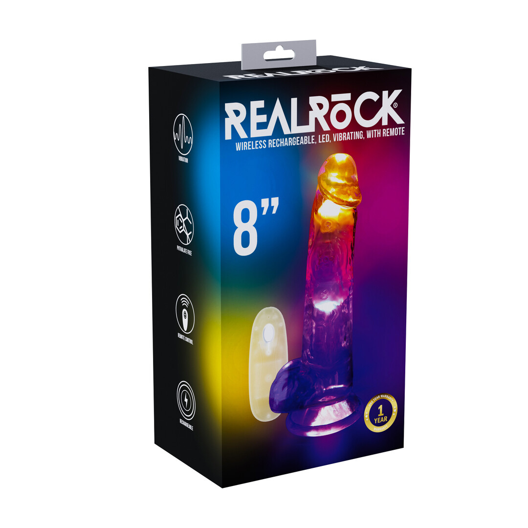 LED Vibrerende Rechte Penis met Ballen - 20 cm - Transparant