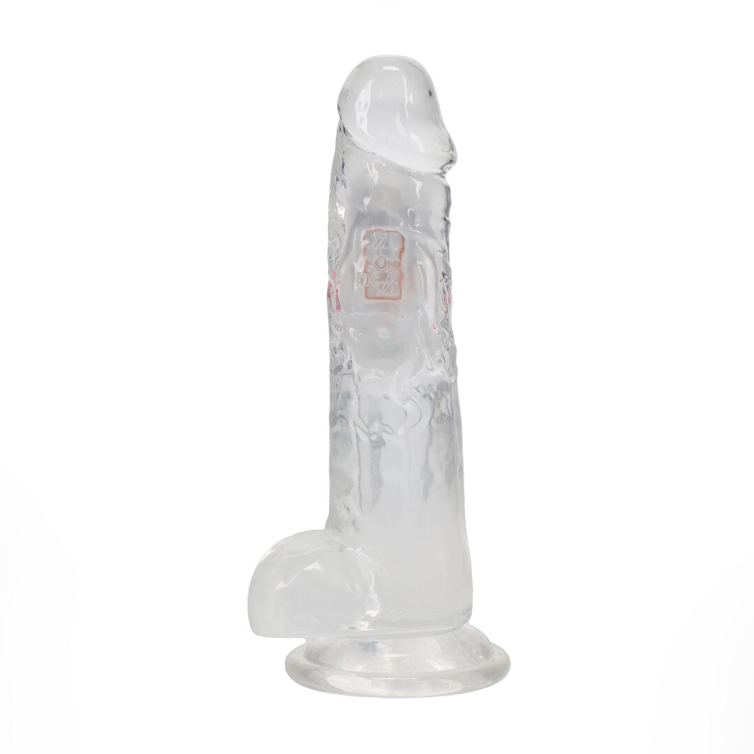 LED Vibrating Gerade Penis mit Hoden - 8 / 20 cm - Transparent