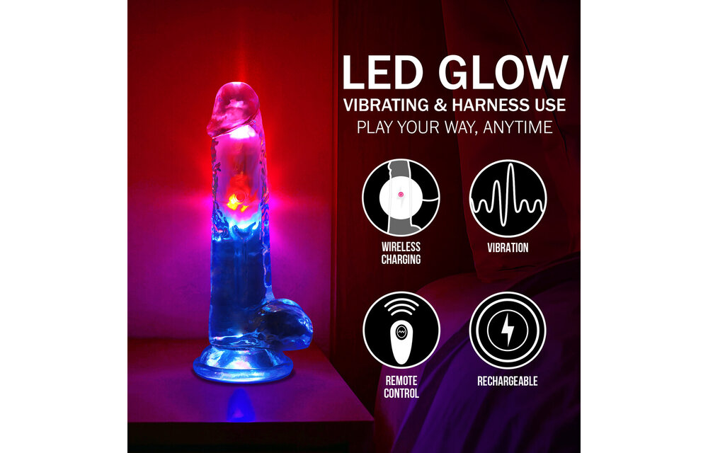 LED-vibrierender gerader Penis 22,5 cm transparent – RealRock
