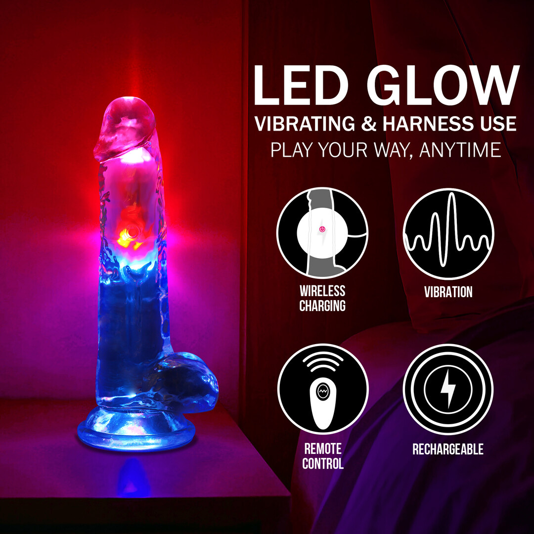 LED Vibrating Straight Penis 22.5 cm Transparent - RealRock
