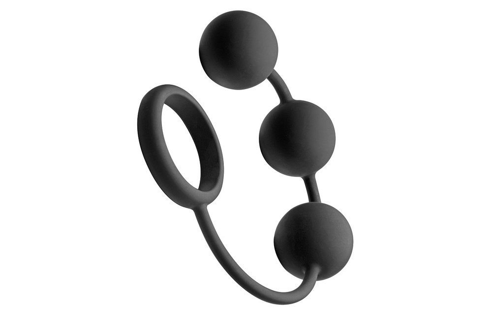 Silicone Cock Ring 15.2 cm with 3 Weighted Balls - XR Brands