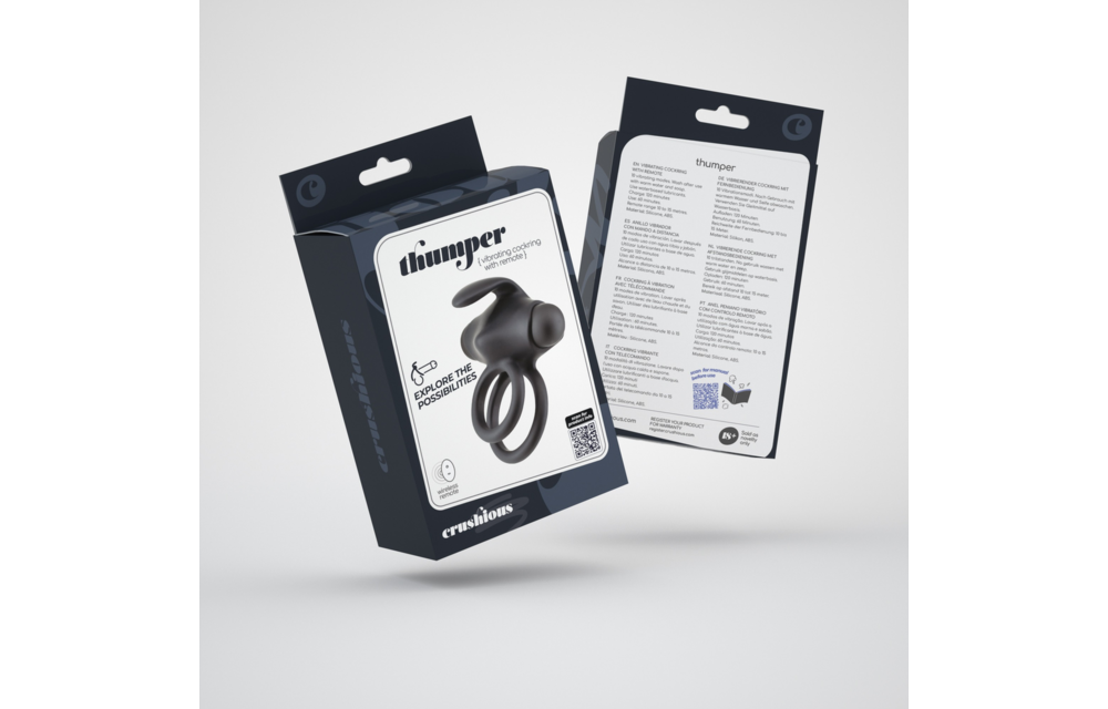 Thumper - Vibrating Double Cockring with Remote Control - Black