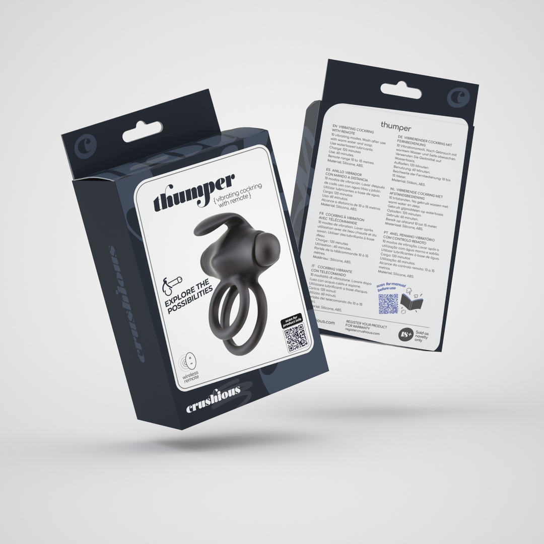 Thumper - Vibrating Double Cockring with Remote Control - Black