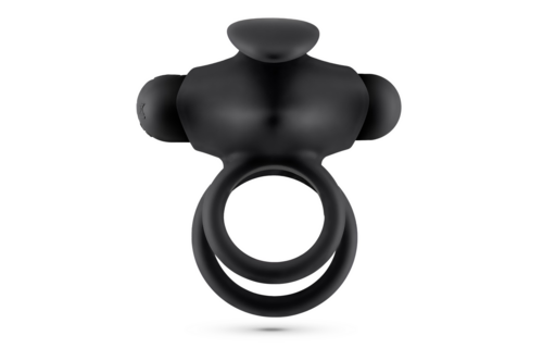 Thumper Double Vibrating Cock Ring Black with Remote Control