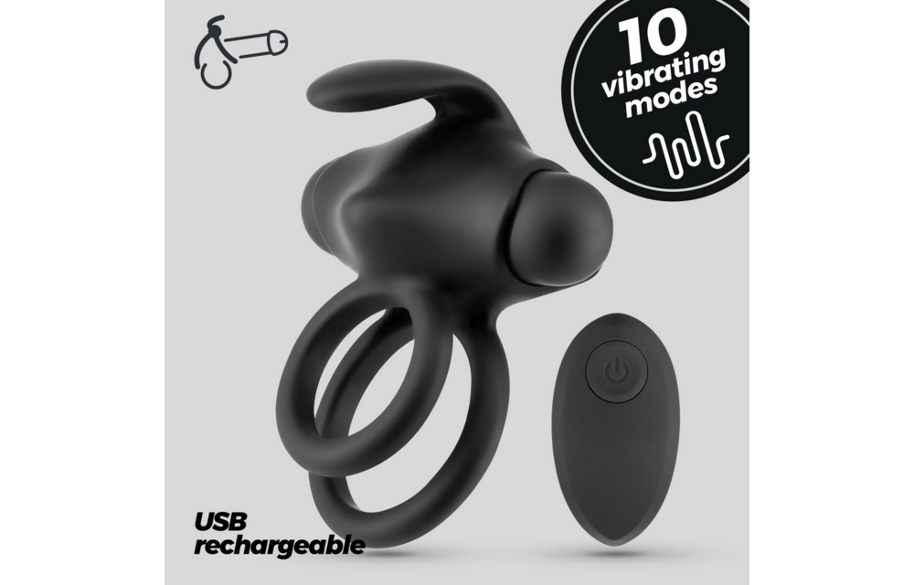 Thumper - Vibrating Double Cockring with Remote Control - Black