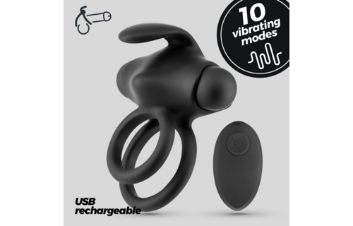 Thumper - Vibrating Double Cockring with Remote Control - Black