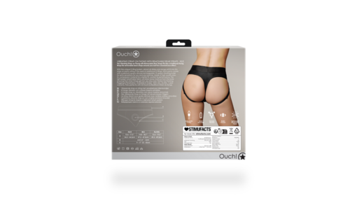 Vibrating Strap-on Thong with Removable Butt Straps - XS/S - Black