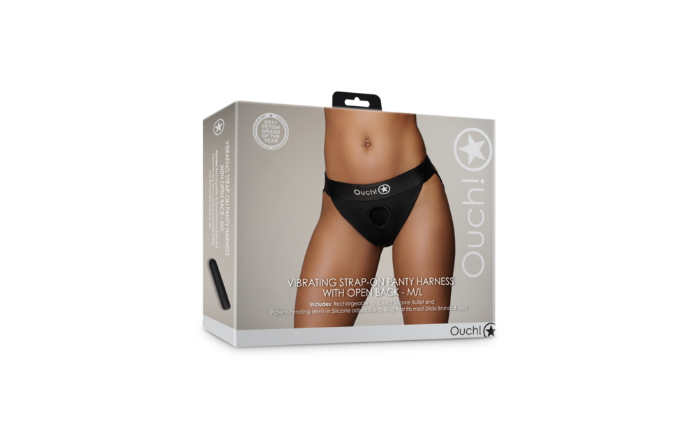 Vibrierender Strap-on-Strumpfhosenharnisch M/L Schwarz | Komfort & Vergnügen