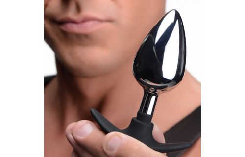 Donkere Indringer 11,4 cm - Metaal & Silicone Anale Plug Groot