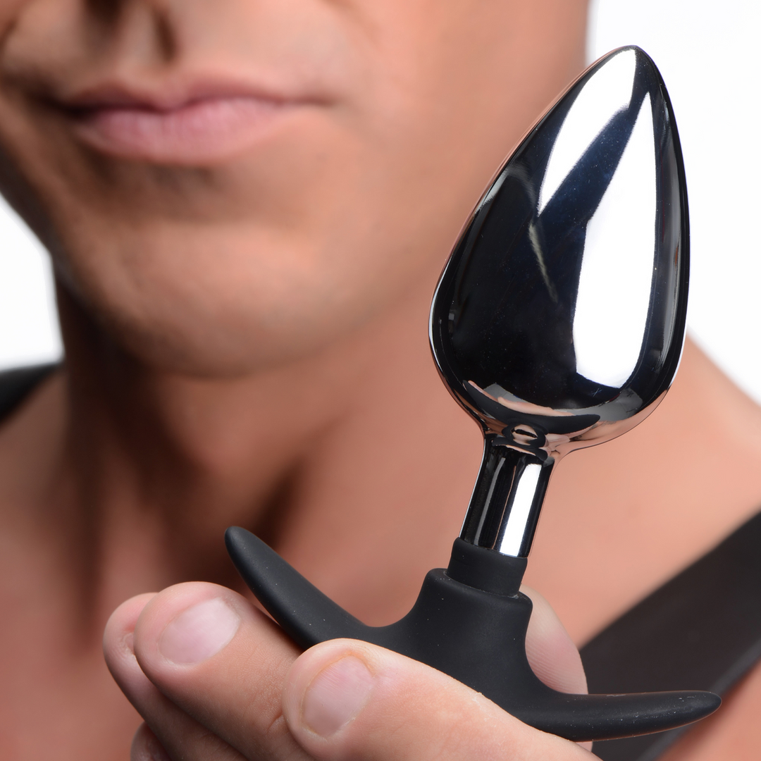 Dark Intruder 11.4 cm - Metal & Silicone Anal Plug Large