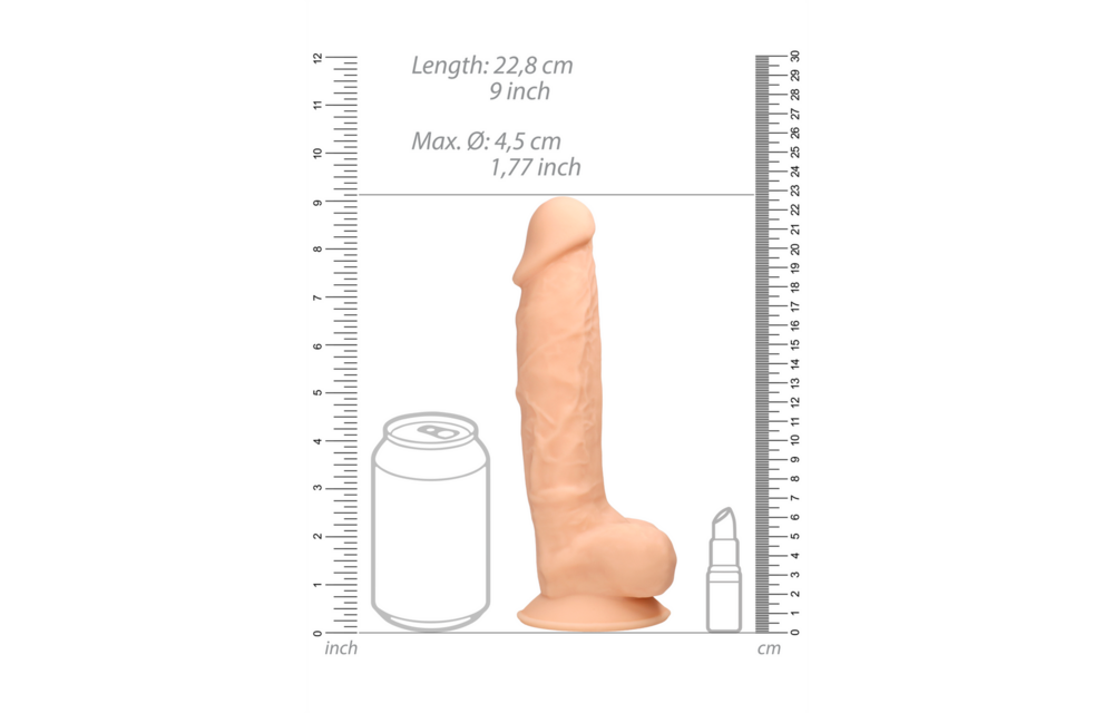 Siliconen Dildo met Ballen - 9 / 23 cm