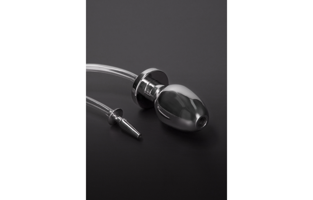 Feuerwehrschlauch-Penisplug 17,7 cm mit Buttplug – Edelstahl