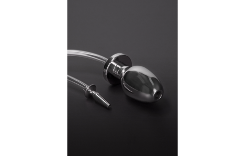 Feuerwehrschlauch-Penisplug 17,7 cm mit Buttplug – Edelstahl