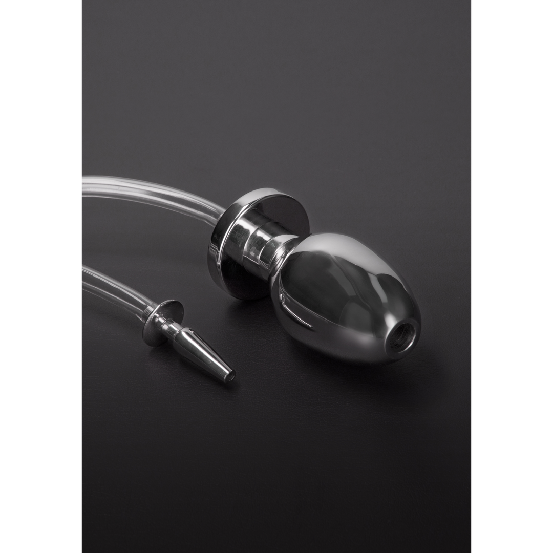 Fire Hose Penis Plug 17.7 cm with Butt Plug – Stainless Steel