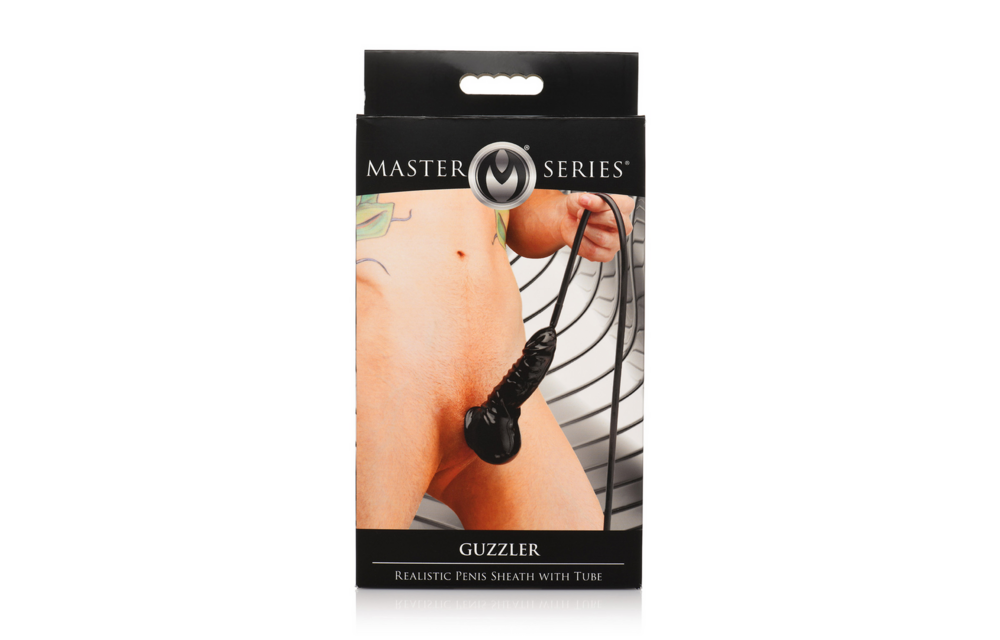 Guzzler - Realistische Penis Sheath met Tube - Zwart
