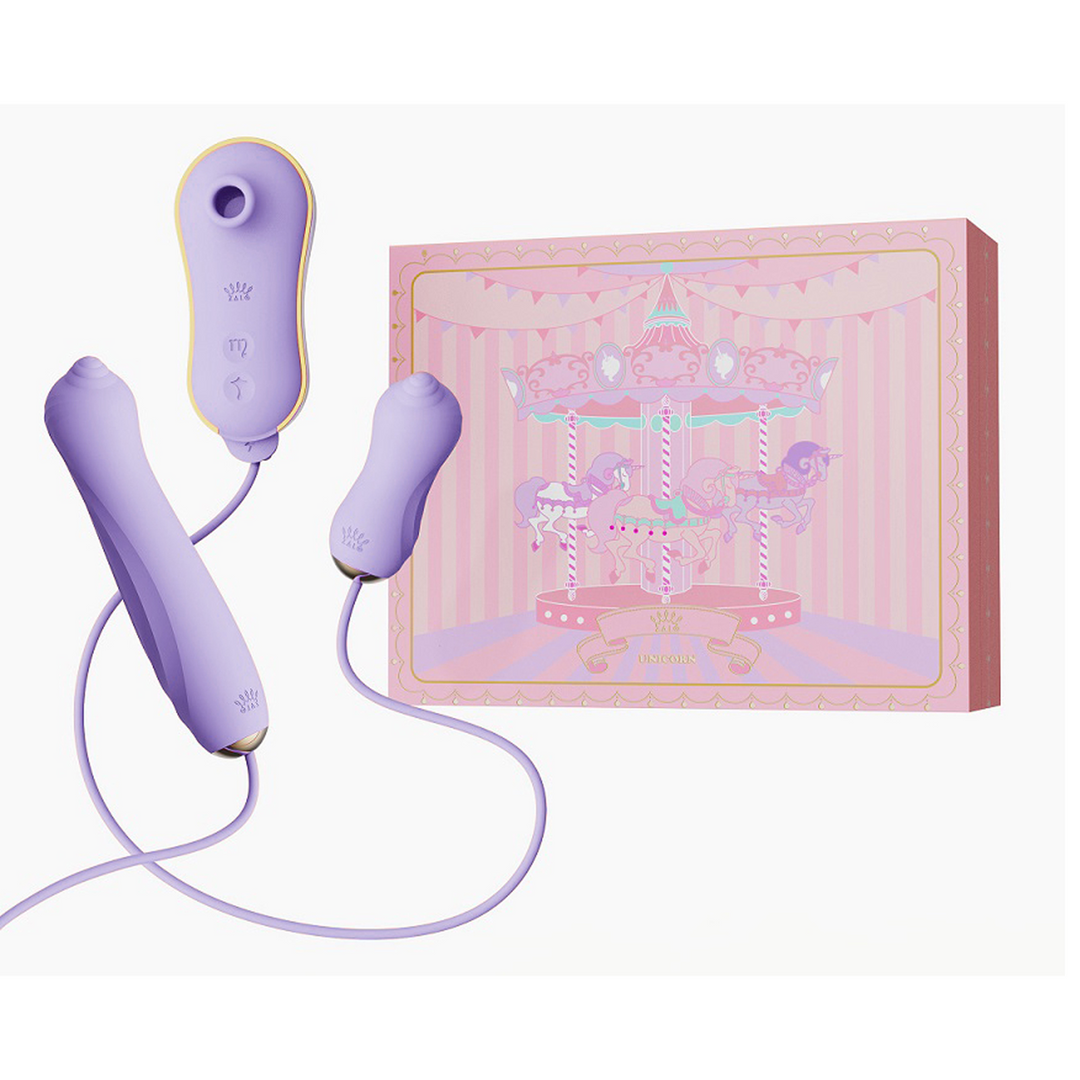 Saugvibrator mit Pumpe und Aufsätzen – UNICORN Set Lila