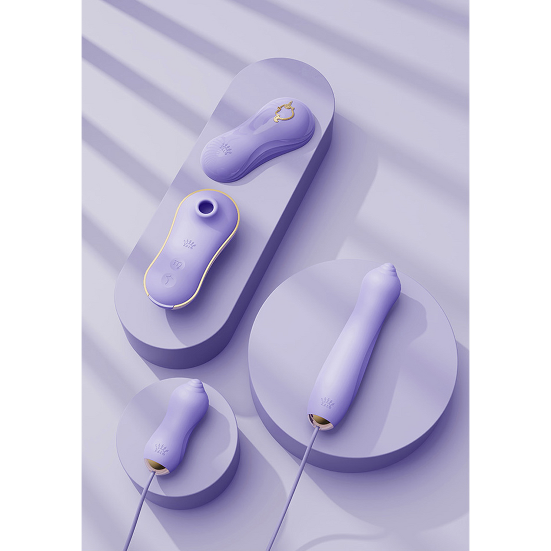 Saugvibrator mit Pumpe und Aufsätzen – UNICORN Set Lila