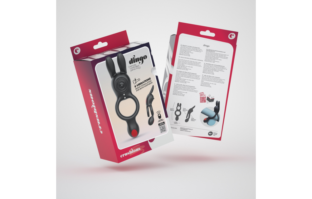 Dingo - Double Vibrating Cockring with Remote Control - Black