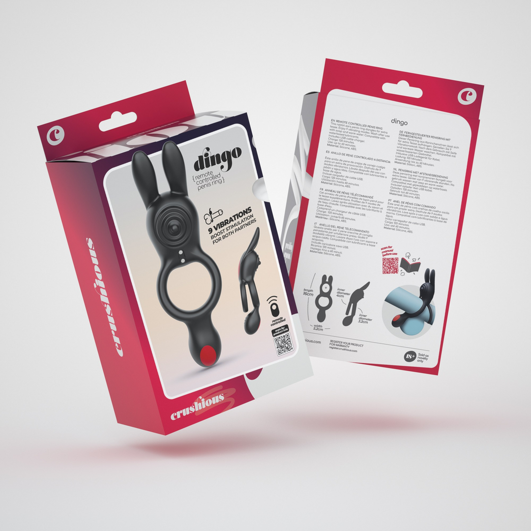 Dingo Vibrating Cock Ring Black - Remote Control & 9 Modes