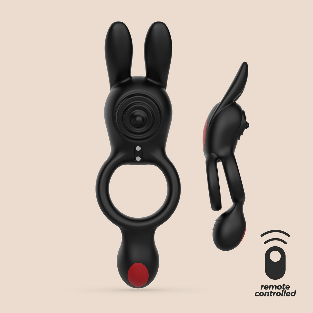 Dingo - Double Vibrating Cockring with Remote Control - Black