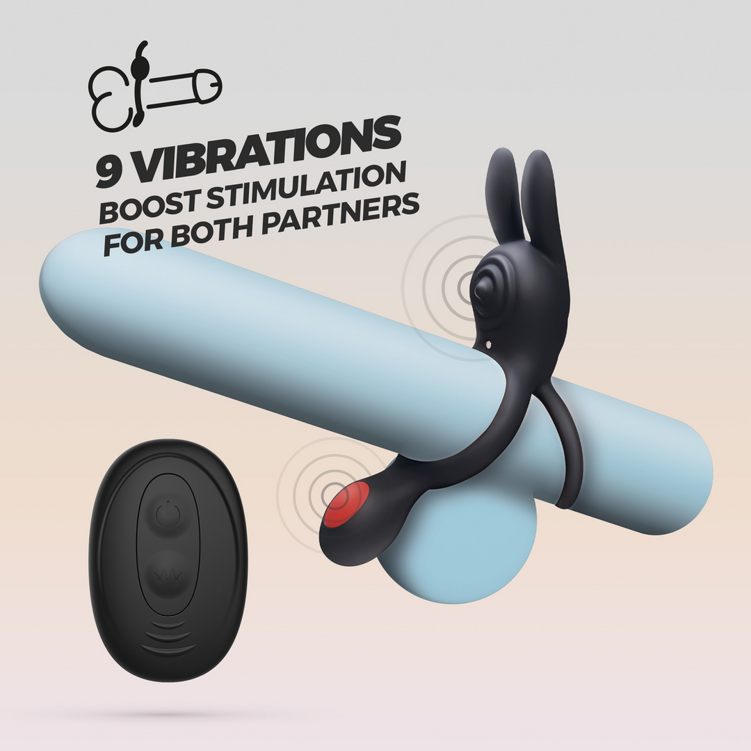 Dingo - Double Vibrating Cockring with Remote Control - Black
