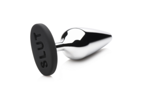 Butt Slut Anal Plug 13 cm - Metal & Silicone Silver