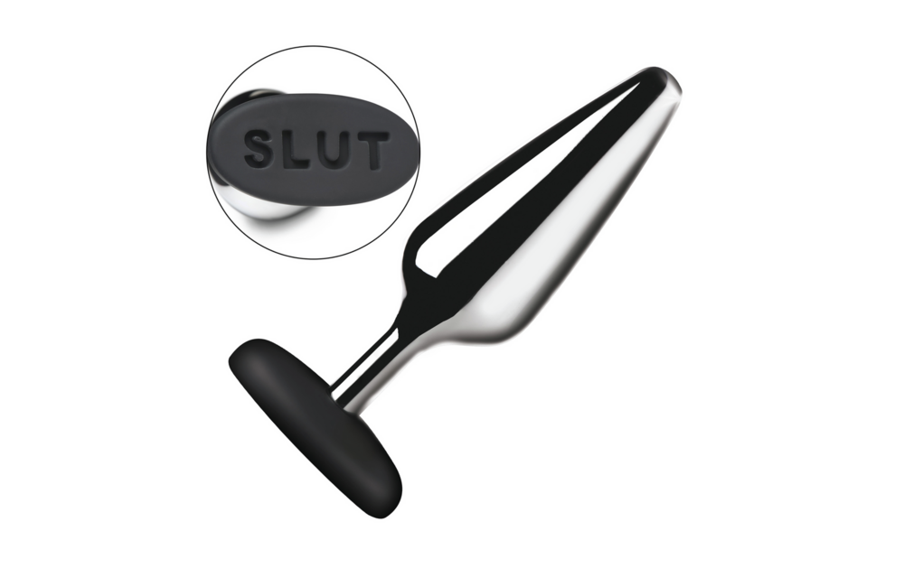 Butt Slut Analplug 13 cm – Metall & Silikon Silber