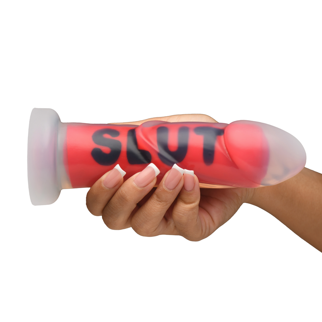 SLUT - Silicone Dildo - Red