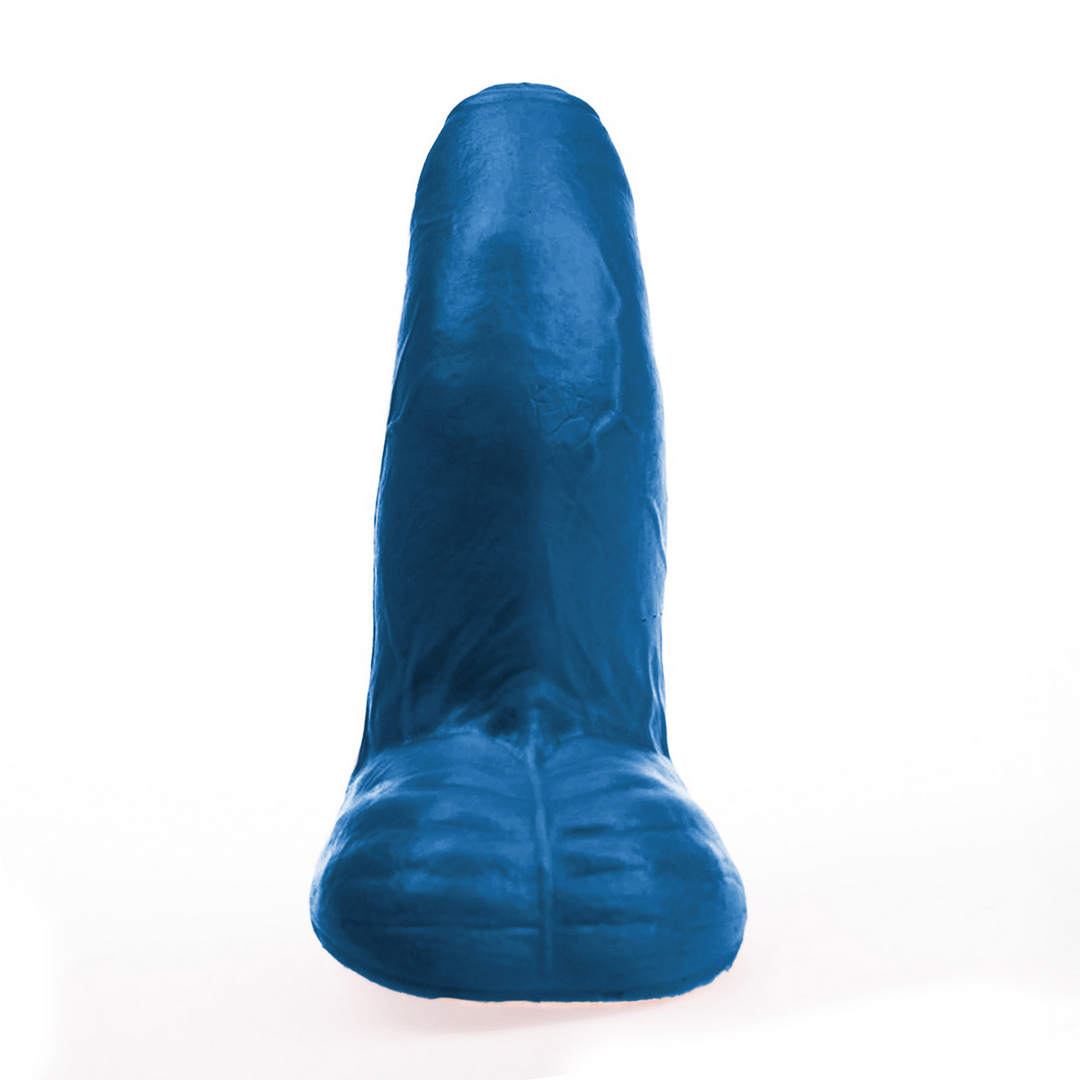 Buri S - Realistischer gebogener Dildo mit Balls - 5,5 / 14 cm - Blau