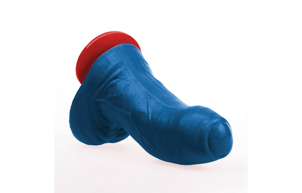 ✊Fuck & Fist Buri S – Realistischer gebogener Dildo mit Hoden – 5,5 / 14 cm – Blau