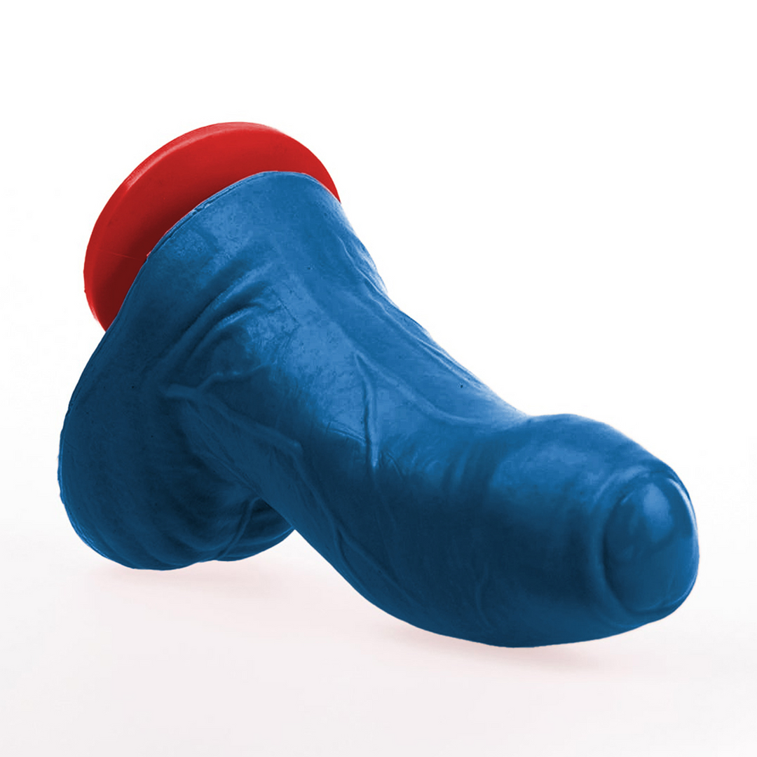 ✊Fuck & Fist Buri S – Realistischer gebogener Dildo mit Hoden – 5,5 / 14 cm – Blau