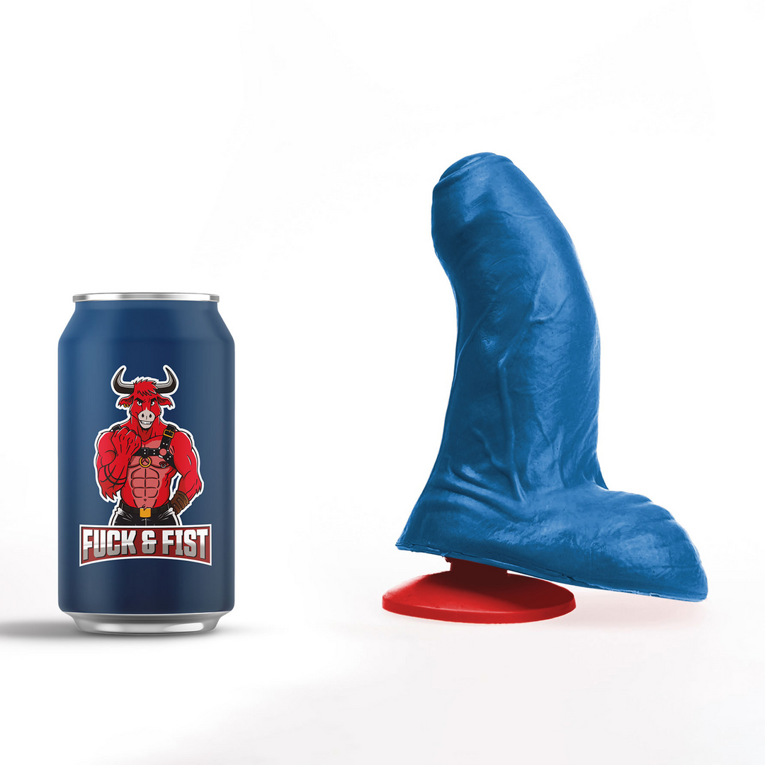 Buri S - Realistischer gebogener Dildo mit Balls - 5,5 / 14 cm - Blau