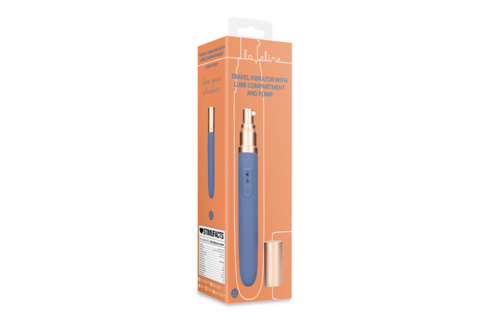 Reisevibrator Blue Horizon mit Gleitmittel und Pumpe – kompakt und leistungsstark