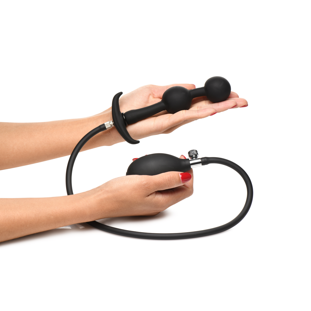 Ass Rattler 12 cm Zwarte Gewogen Siliconen Anale Plug