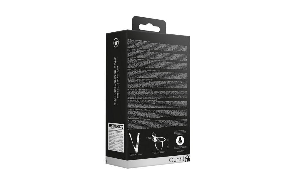 Dual Vibrating Strap-On 16 cm - Oplaadbaar, 10 Snelheden, Zwart