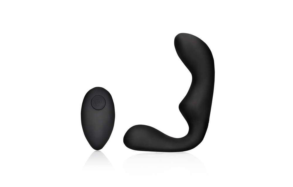 Spitzer vibrierender Prostatamassager in Schwarz mit Fernbedienung