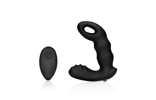 Beaded Vibrating Prostate Massager with Remote Control - Black