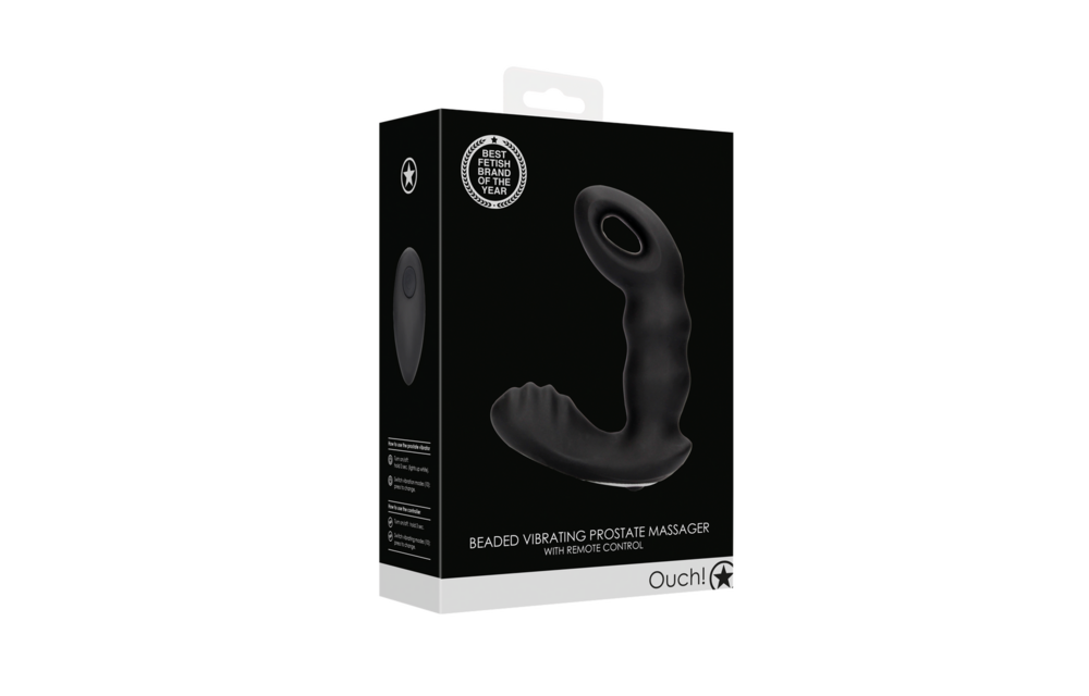 Beaded Vibrating Prostate Massager with Remote Control - Black